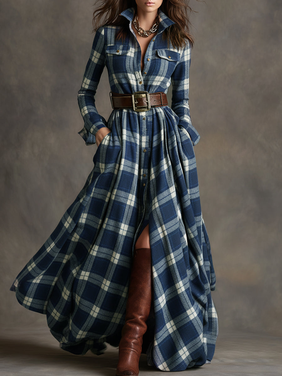 Scarlett | Elegant Plaid Shirt Dress