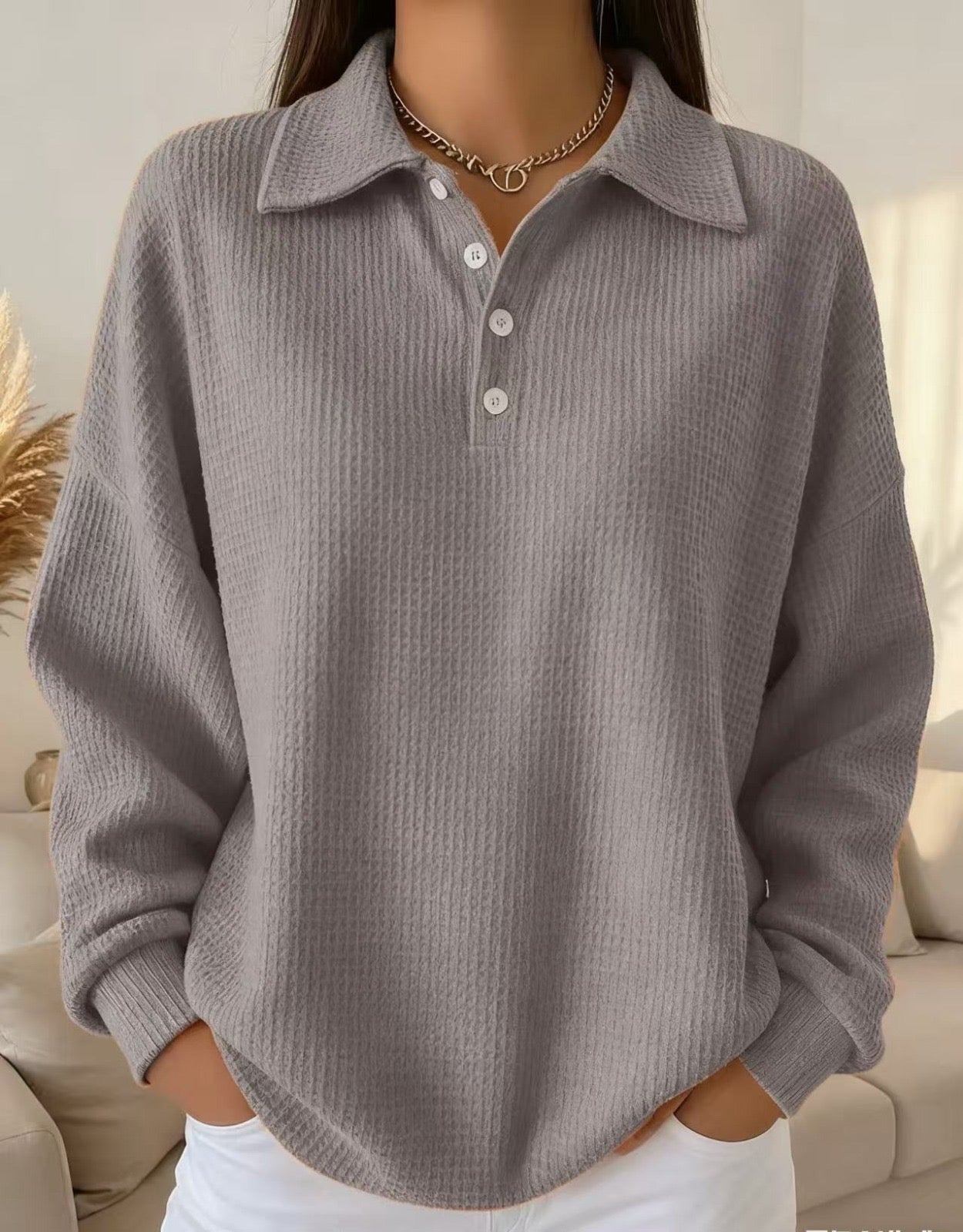Michelle | Soft Collar Polo Sweater