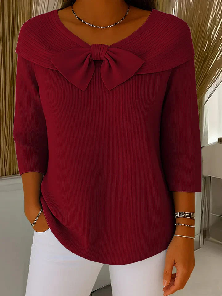Caroline | Elegant Sweater with Bow & Round Neckline