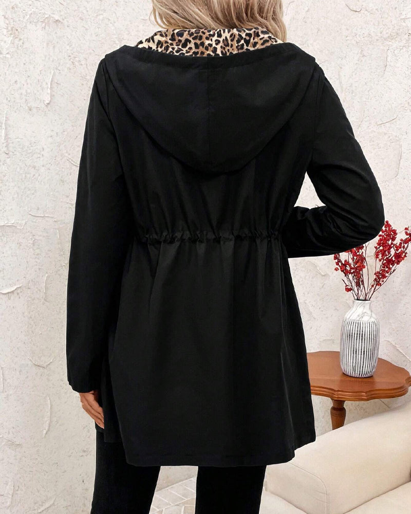 Hailey | Reversible Hooded Leopard Coat