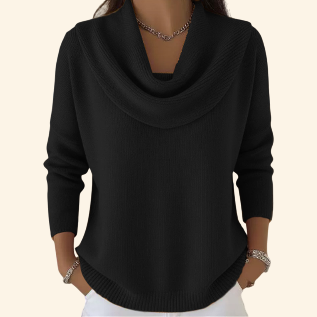 Angela | Elegant Draped Collar Sweater