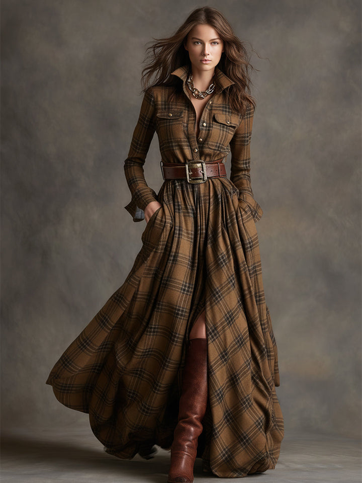 Scarlett | Elegant Plaid Shirt Dress