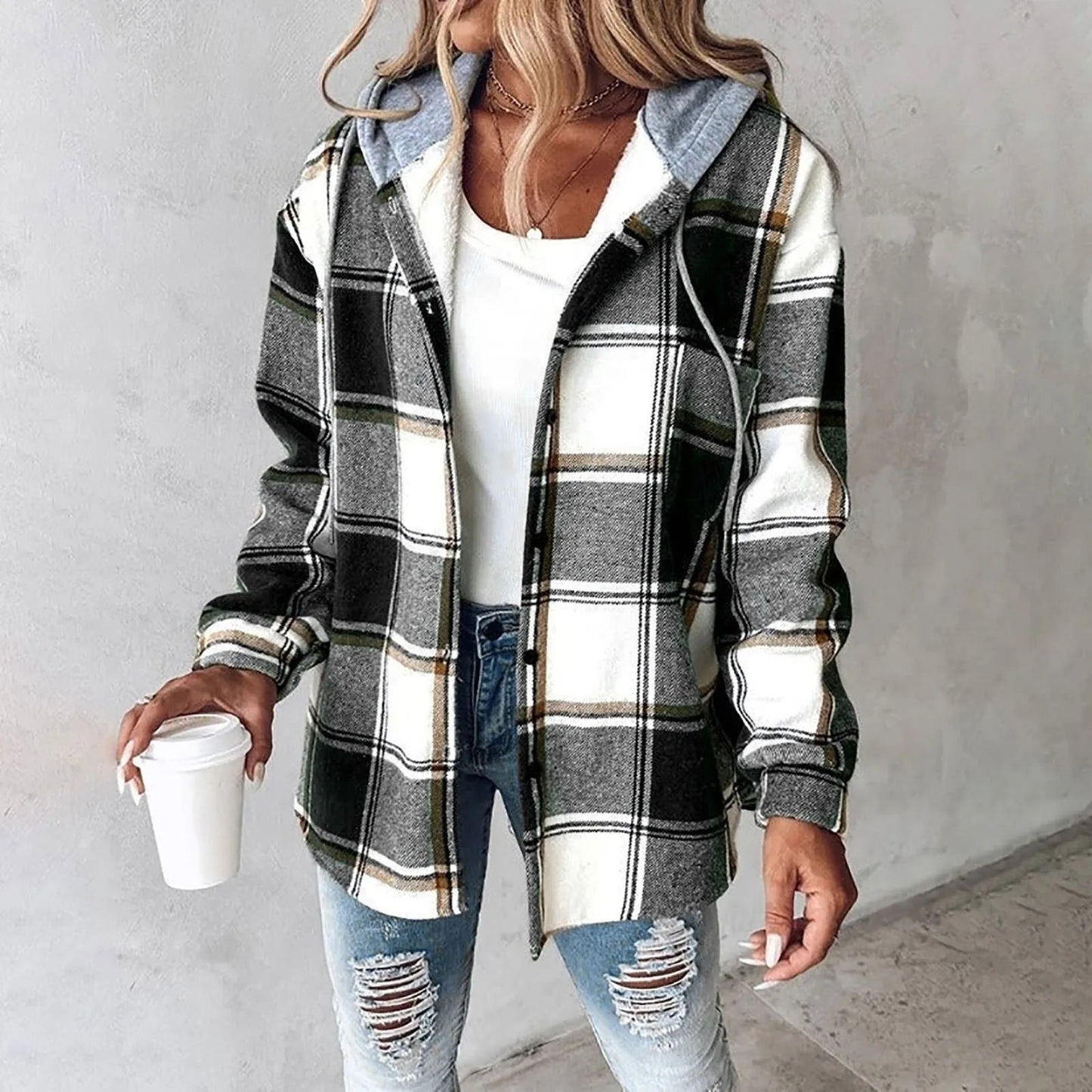 Nora | Cozy Plaid Hooded Jacket