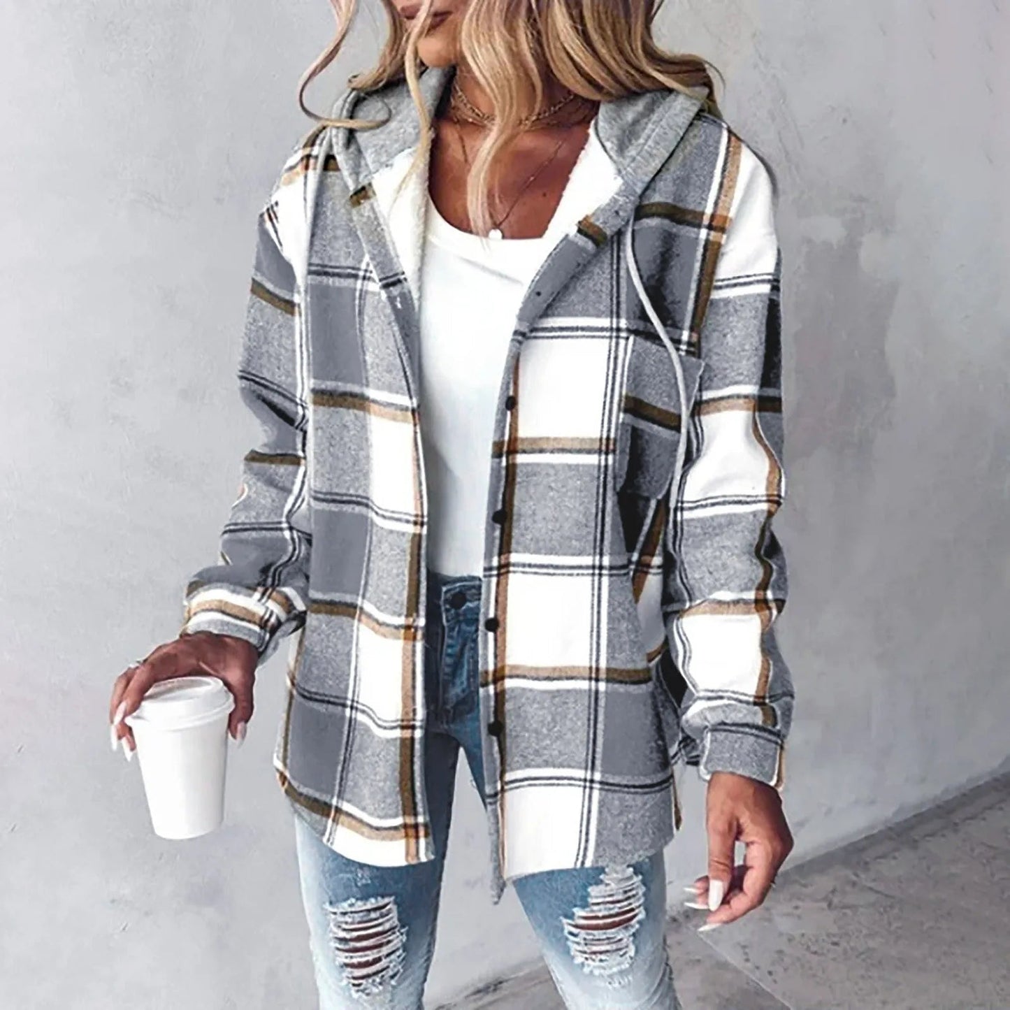 Nora | Cozy Plaid Hooded Jacket