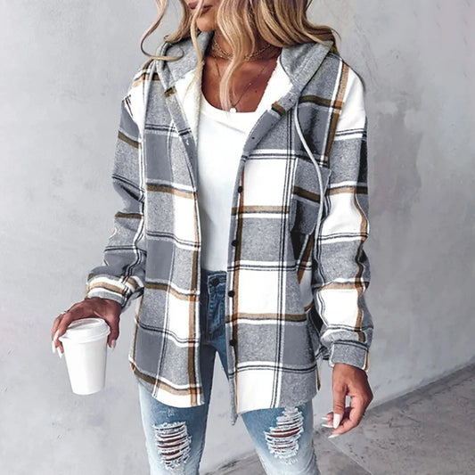 Nora | Cozy Plaid Hooded Jacket