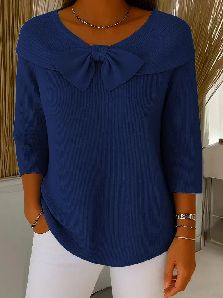 Caroline | Elegant Sweater with Bow & Round Neckline