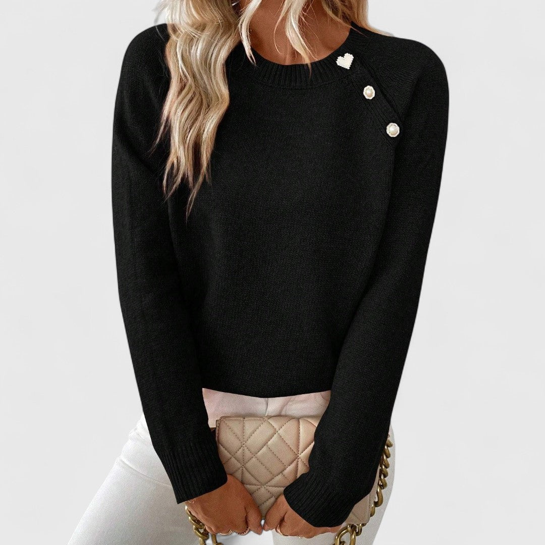 Emily | Elegant Pearl-Detail Knit Sweater