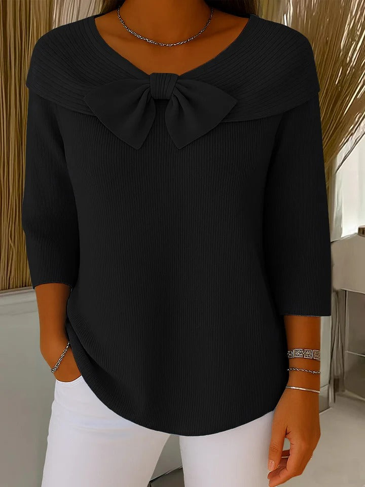 Caroline | Elegant Sweater with Bow & Round Neckline