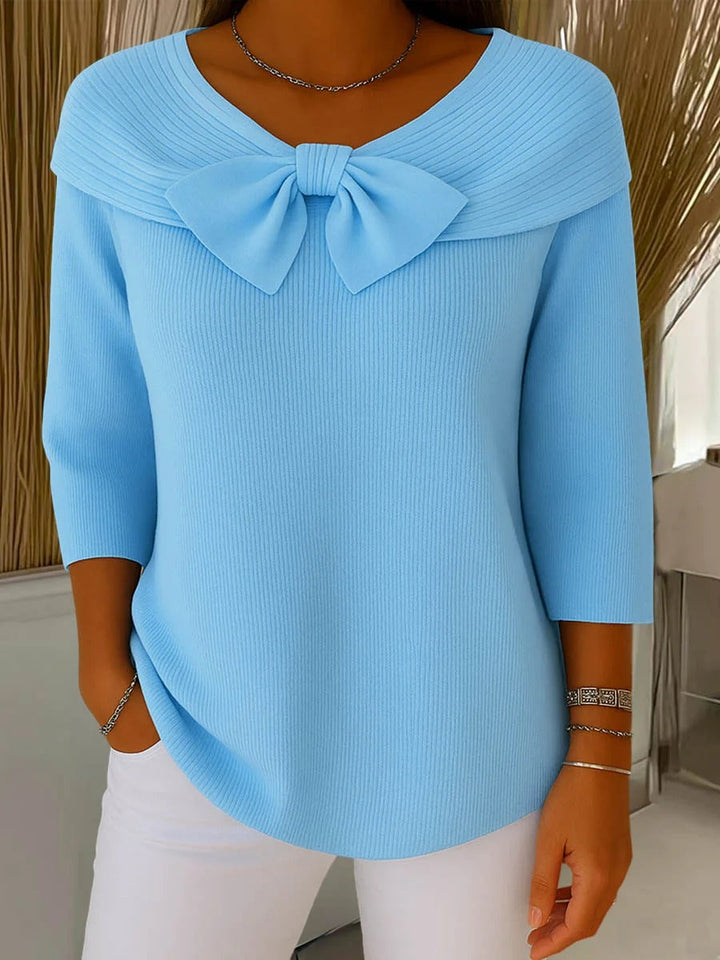 Caroline | Elegant Sweater with Bow & Round Neckline