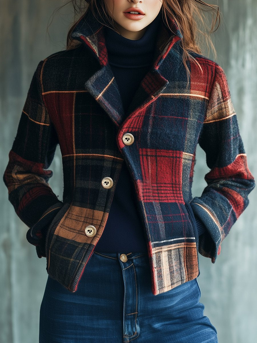 Lisa | Elegant Plaid Pattern Jacket