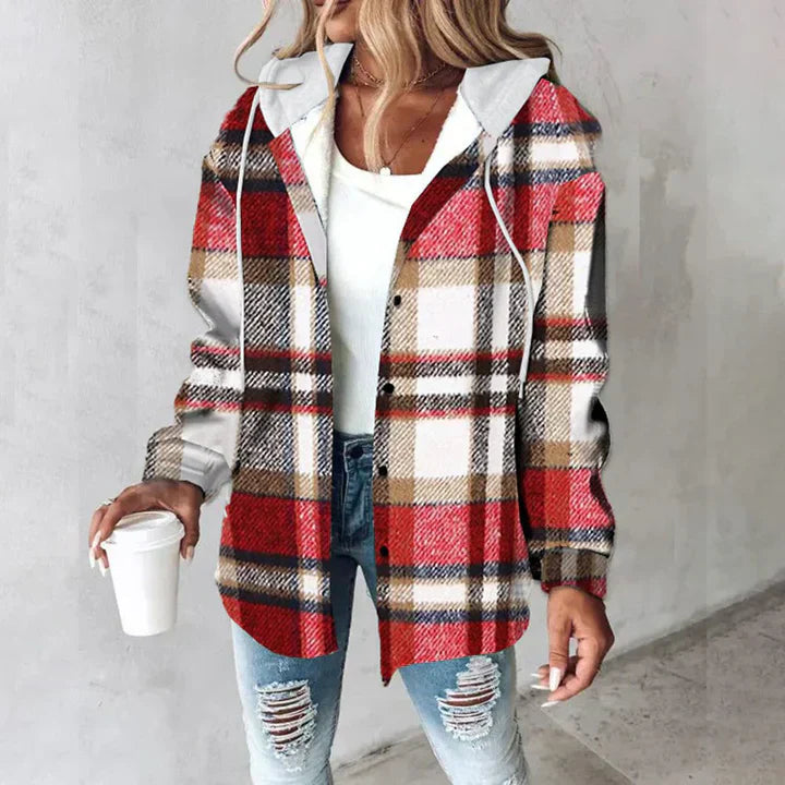 Nora | Cozy Plaid Hooded Jacket